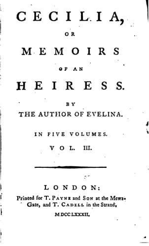 Cover of Cecilia by Frances Burney
