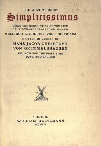 Cover of Simplicissimus by Hans Jakob Christoffel von Grimmelshausen