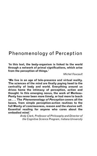 Cover of Phénoménologie de la perception by Maurice Merleau-Ponty