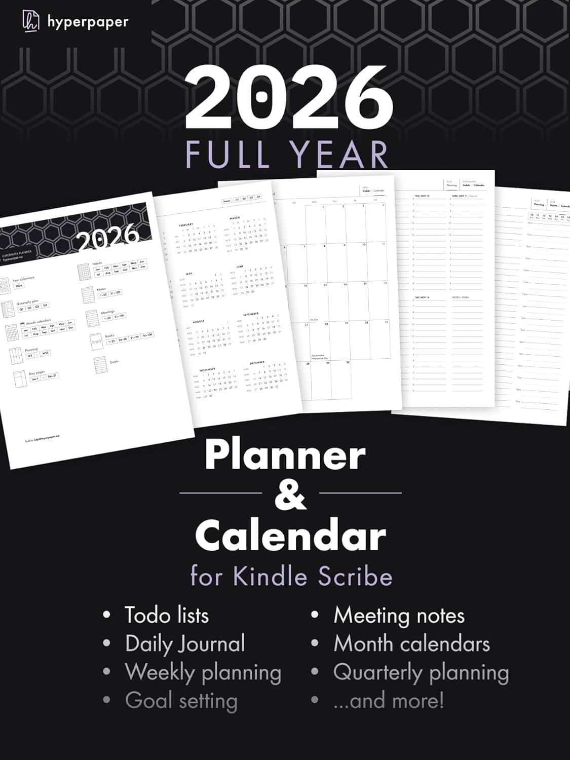 Cover of 2026 hyperpaper planner – Lined (Kindle Scribe Only) by hyper paper