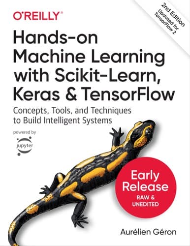 Cover of Hands-On Machine Learning with Scikit-Learn, Keras, and Tensorflow by Aurélien Géron