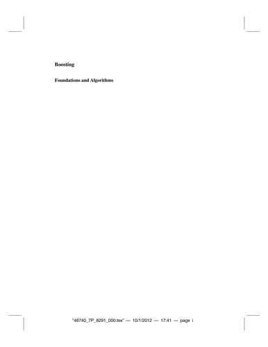 Cover of Boosting: Foundations and Algorithms by Robert E. Schapire