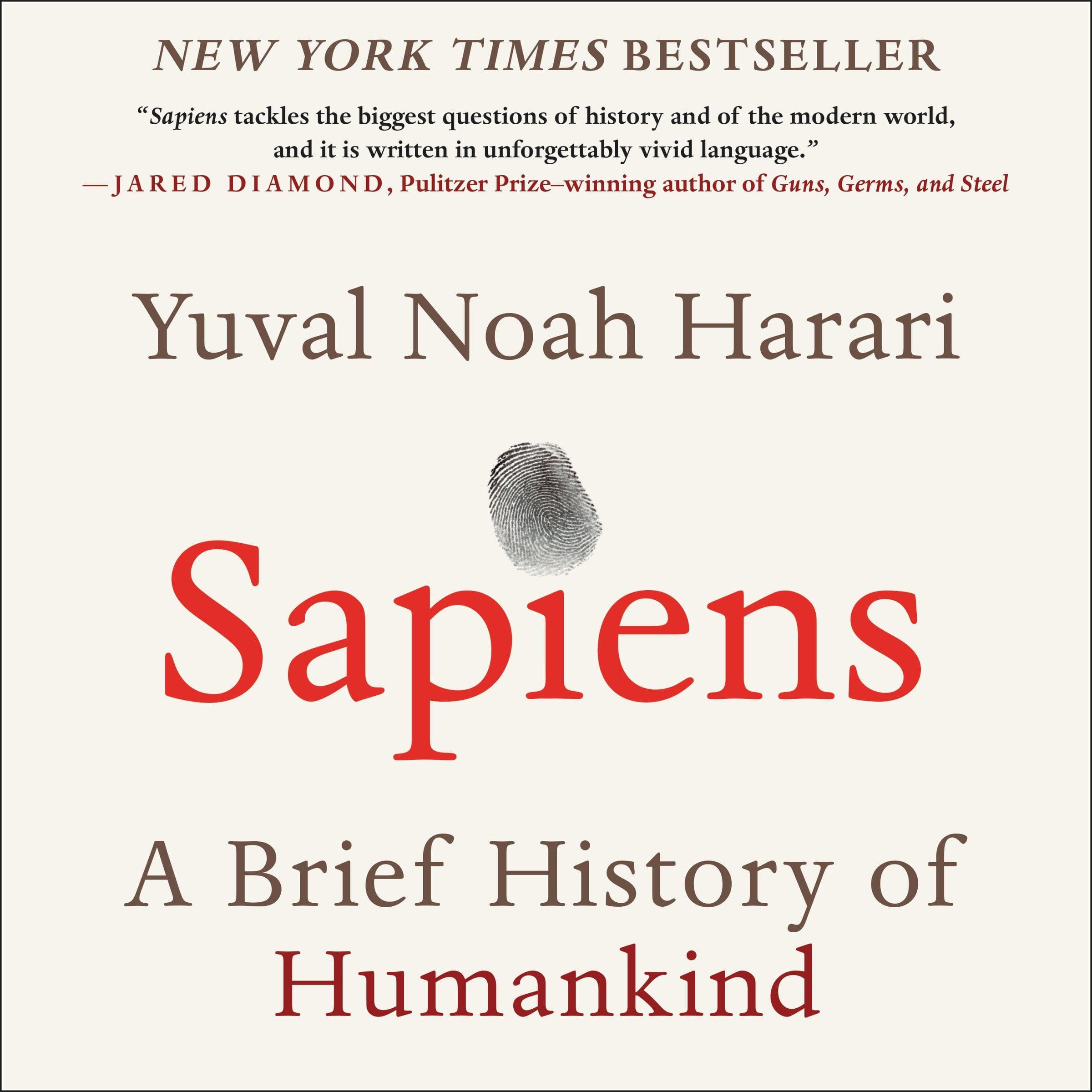 Cover of Sapiens by Yuval Noah Harari